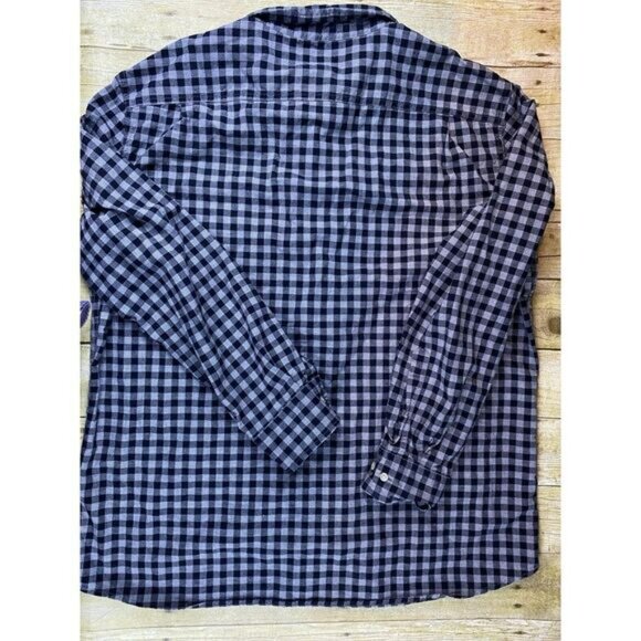 Men's 100% Cotton Gray Black Check Men's Size XXL Modern Fit Long Sleeve - Picture 10 of 11